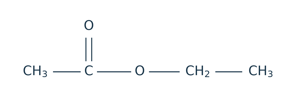 Cấu tạo ethyl acetate: C của nhóm carbonyl nối với O, rồi đến gốc ethyl.