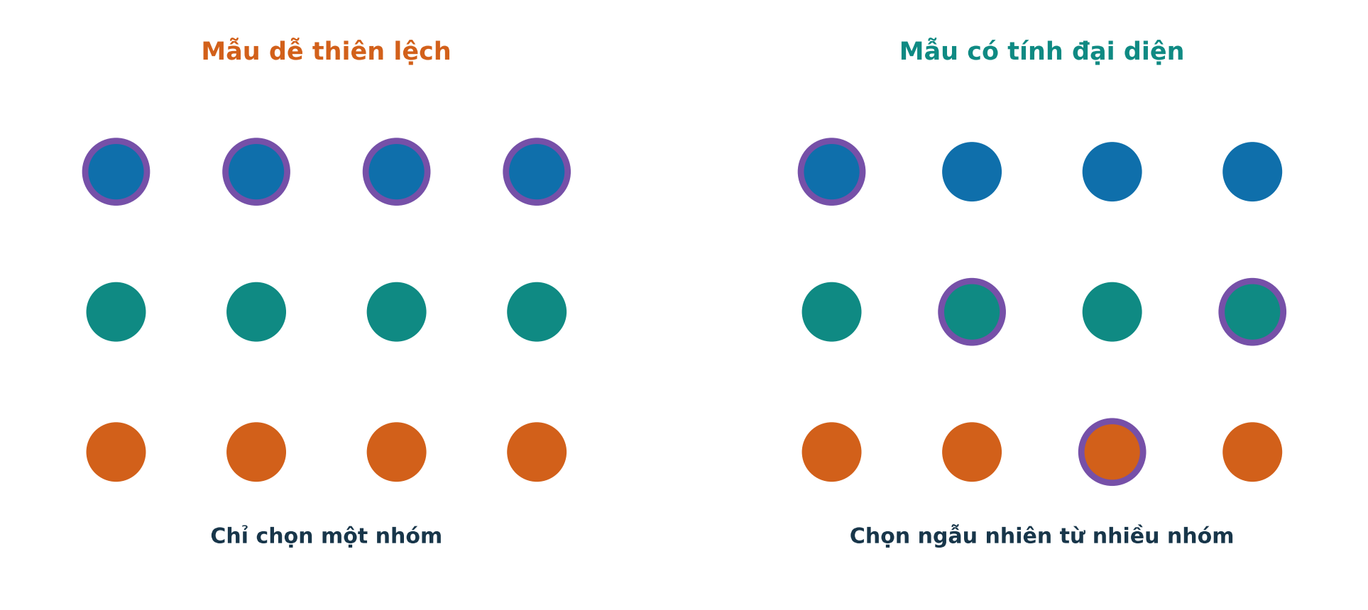 So sánh mẫu chỉ lấy từ một nhóm đặc biệt với mẫu chọn ngẫu nhiên từ nhiều nhóm